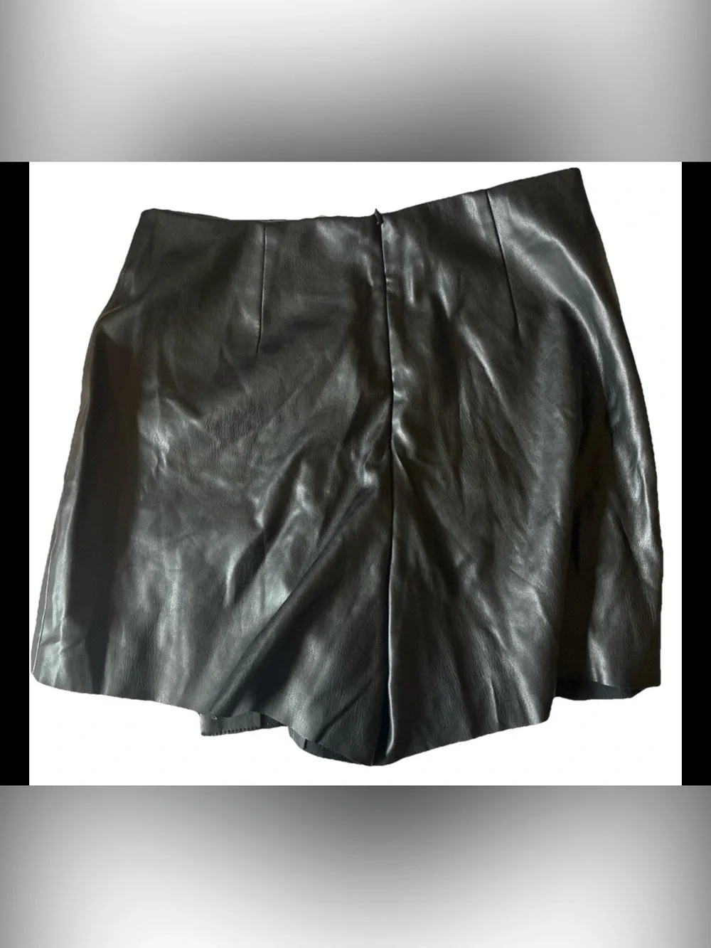 Zara Black Vegan Faux Leather Wrap Front Skort S